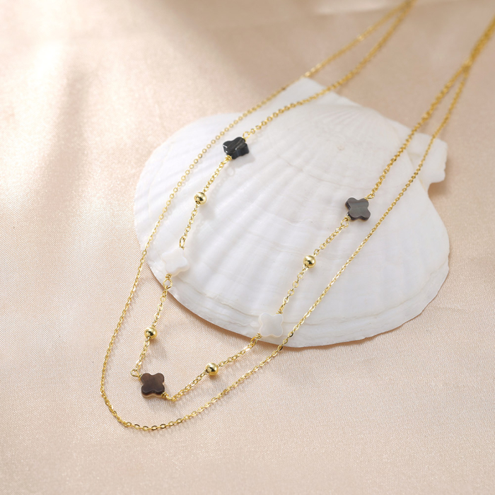 Colier argint 925 placat cu aur 14K cu sidef [3]