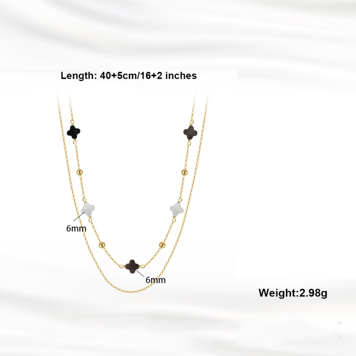 Set argint 925 colier si bratara placate cu aur 14K cu pandantive din sidef Trifoi cu Patru Foi [8]