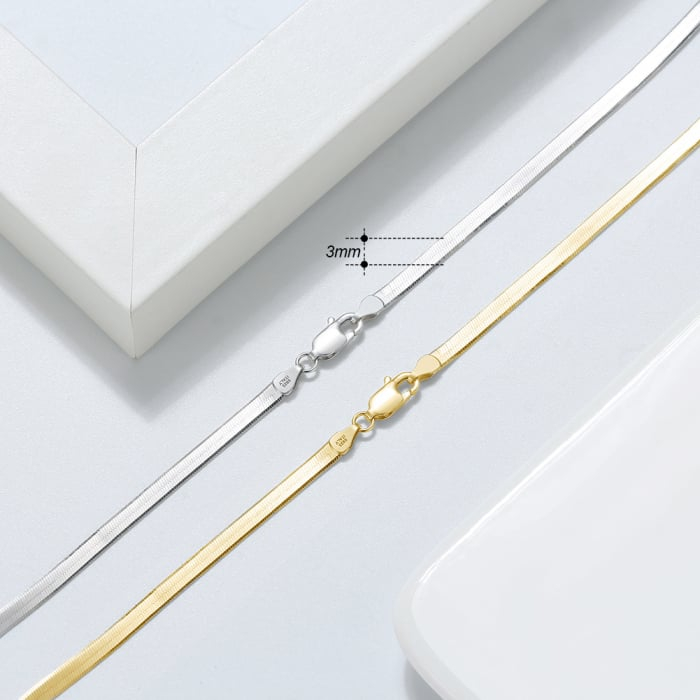 Colier argint 925 placat cu aur 18K, 50 cm, 3 mm, UNISEX [8]