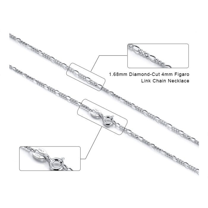 Colier argint 925 placat cu rodiu, FIGARO, UNISEX, 55 cm, 1,7 mm [9]