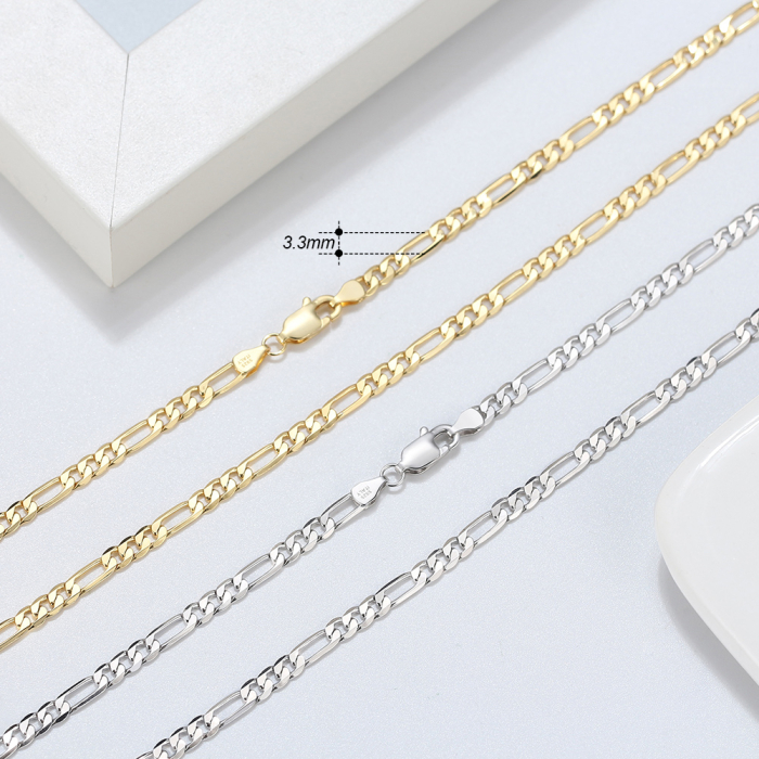 Colier argint 925 placat cu aur 18K, FIGARO, UNISEX,  55 cm, 3,3 mm [5]