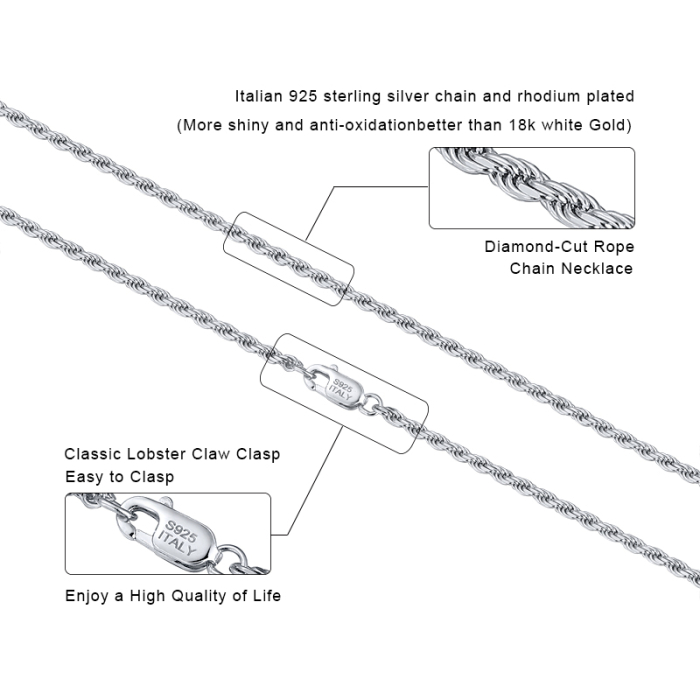 Colier argint 925 placat cu rodiu, impletit, UNISEX, 50 cm, 2,3 mm [10]
