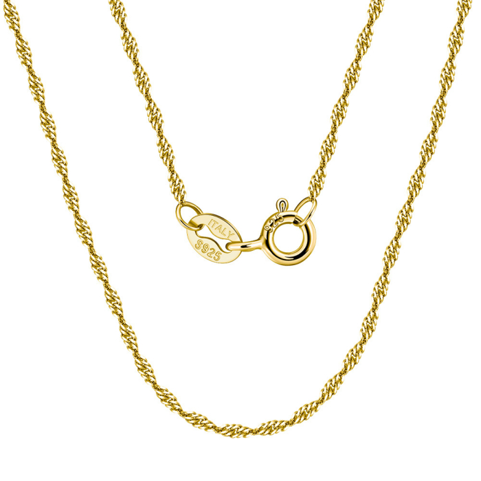 Colier argint 925 rasucit placat cu aur 18K, 55 cm, 1,5 mm [1]