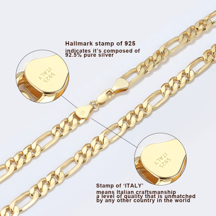 Colier argint 925 placat cu aur 18K, FIGARO, UNISEX,  55 cm, 3,3 mm [4]