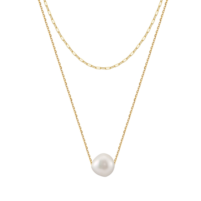 Colier argint 925 placat cu aur 14K cu perle naturale [1]