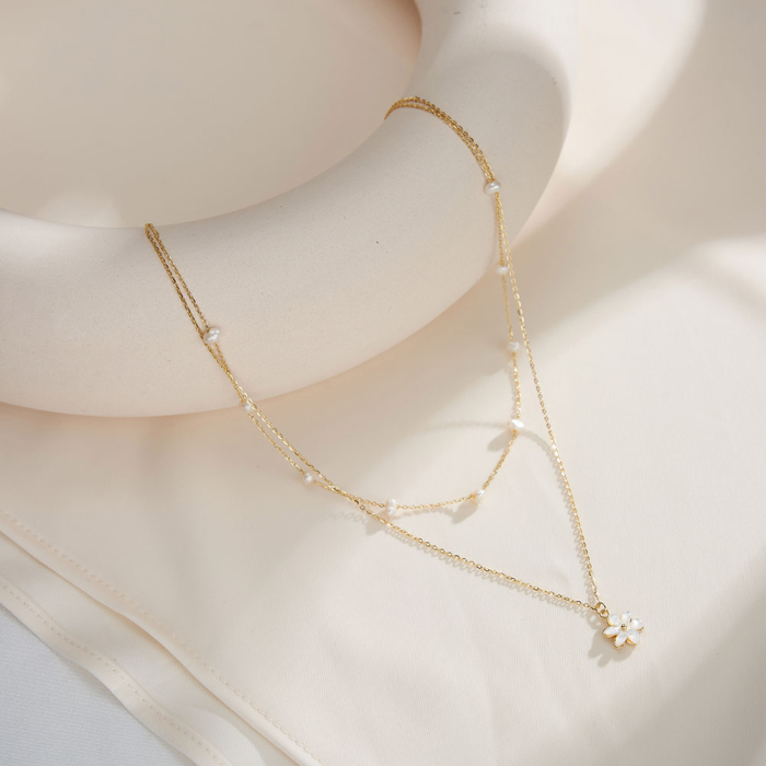 Colier argint 925 placat cu aur 14K cu perle naturale [3]