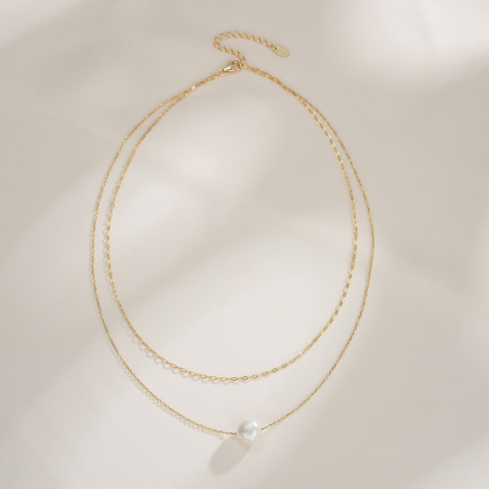Colier argint 925 placat cu aur 14K cu perle naturale [4]