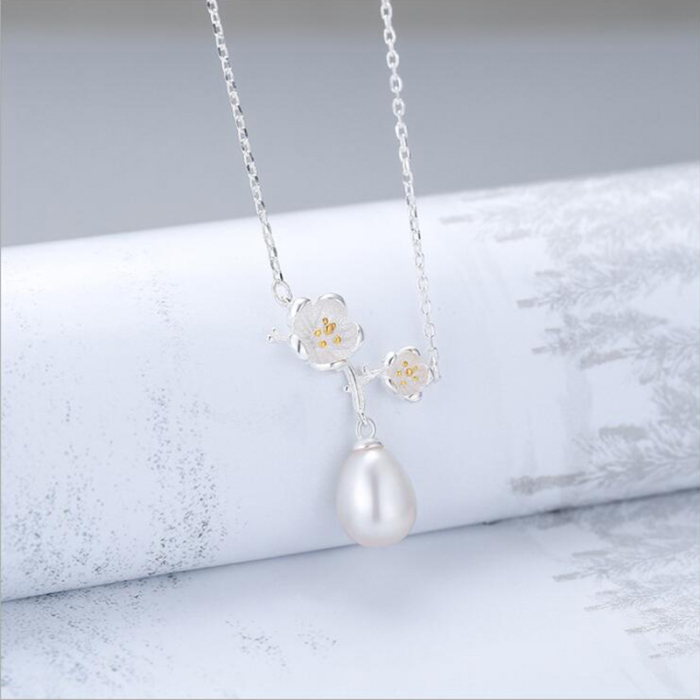 Colier argint 925 placat cu rodiu cu perle naturale si zirconiu [5]