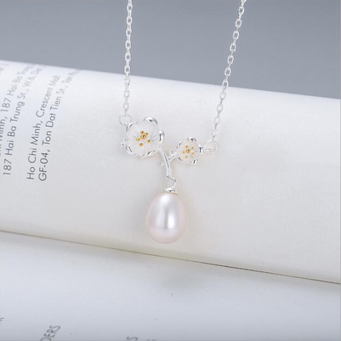 Colier argint 925 placat cu rodiu cu perle naturale si zirconiu [8]