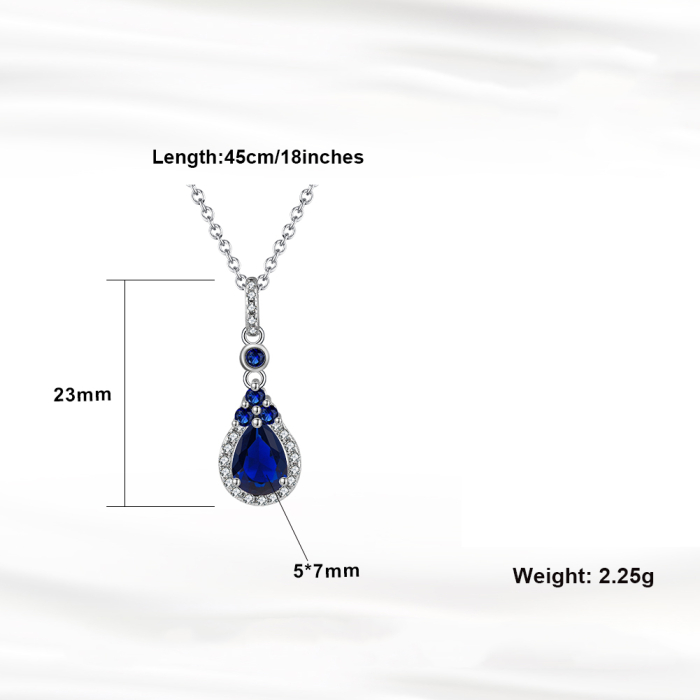 Colier argint 925 placat cu rodiu cu zirconiu safir [5]