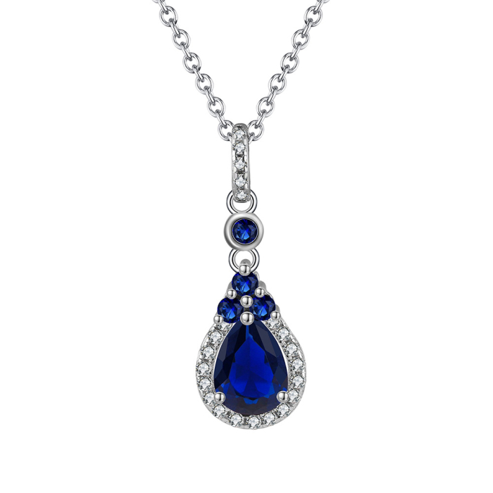 Colier argint 925 placat cu rodiu cu zirconiu safir [1]