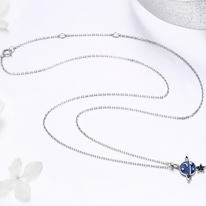 Colier argint 925 planeta, semiluna, stelute si zirconii - Be Nature CST0012 [5]