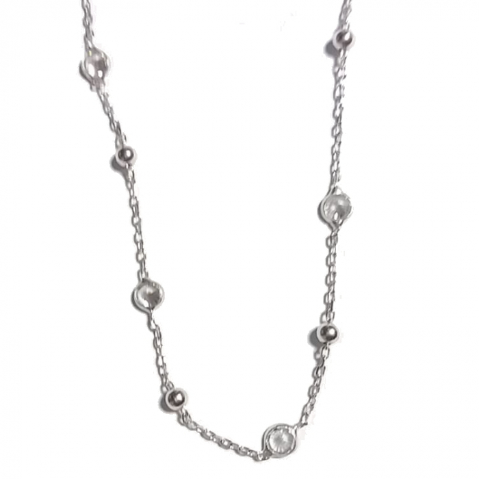 Colier argint 925 rodiat cu bilute si zirconii reglabil - LTU0032 [2]