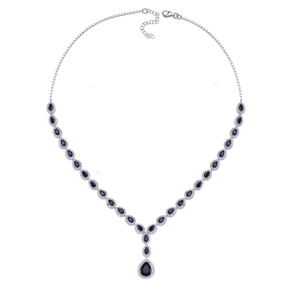 Colier argint 925 rodiat cu zirconii albe si albastre - Be Elegant CSTU0031 [3]