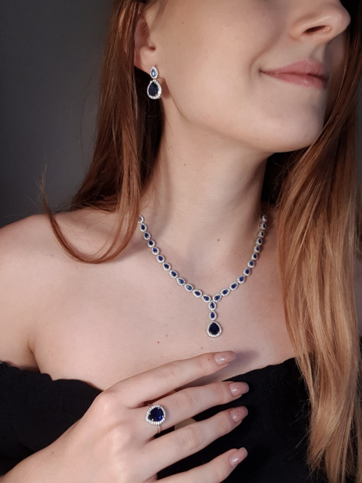 Colier argint 925 rodiat cu zirconii albe si albastre - Be Elegant CSTU0031 [2]