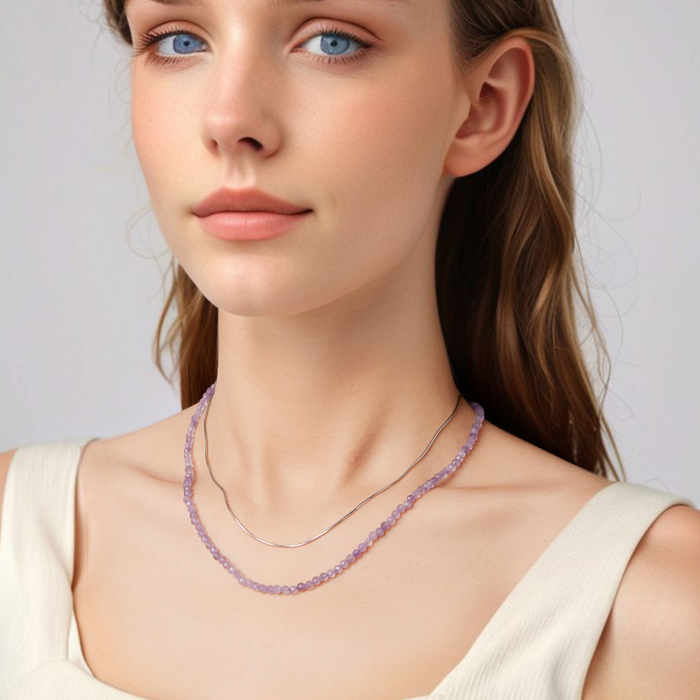 Colier argint Ametist Natural [10]