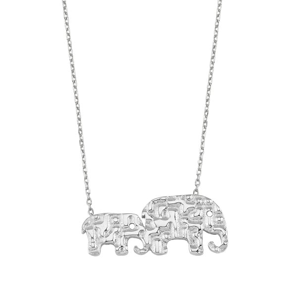 Colier argint cu elefanti, placat cu rodiu [1]