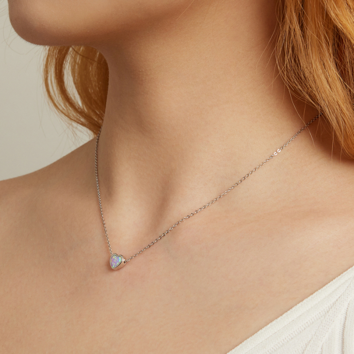 Colier argint cu inima de opal, [2]