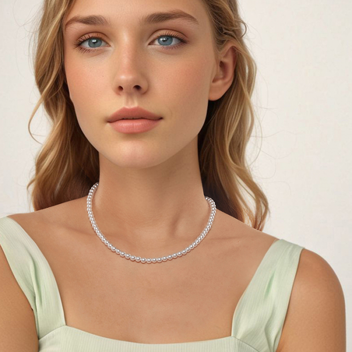 Colier argint cu perle 5 mm [7]