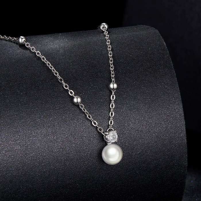 Colier argint cu perle naturale si moissanite [7]