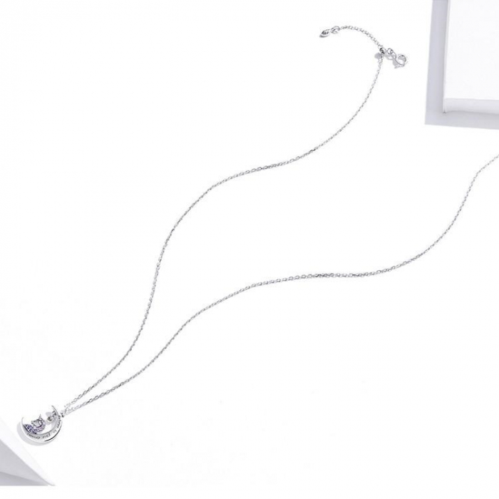 Colier argint cu unicorn, semiluna si zirconii, cu lant reglabil [4]