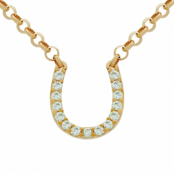 Colier argint cu potcoava si zirconii, placat cu aur roz [2]