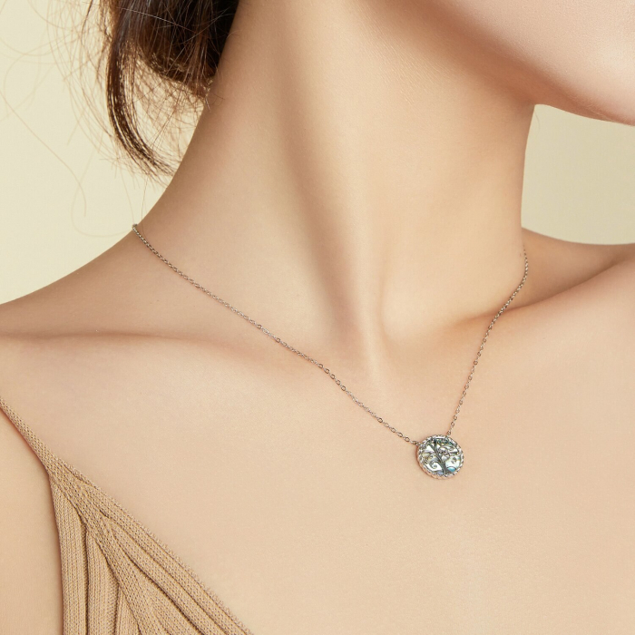 Colier argint cu scoica si copacul vietii [2]