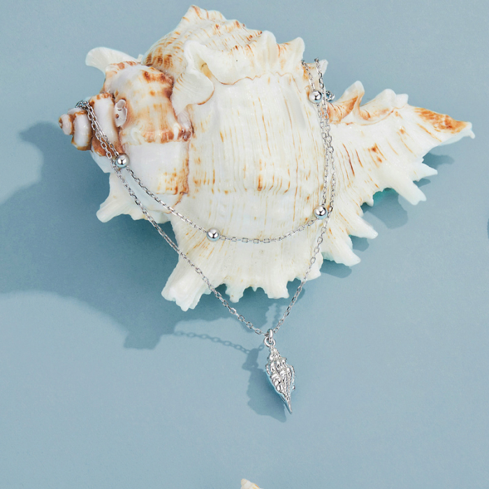 Colier argint dublu cu melc de mare [3]