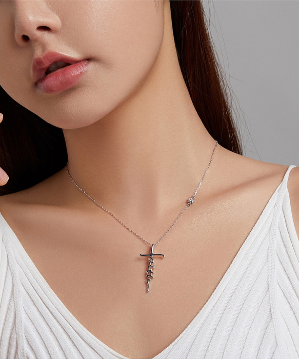 Colier argint cruce Faith cu zirconii [9]