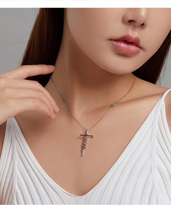 Colier argint cruce Faith cu zirconii [6]