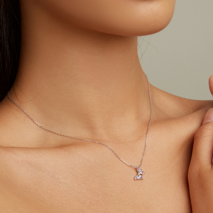 Colier argint fluturas colorat [6]