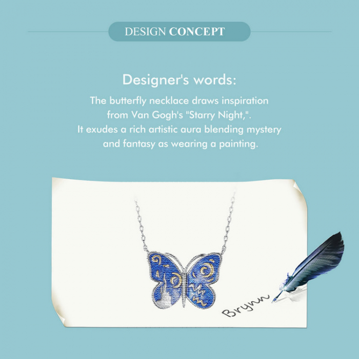 Colier argint fluturas cu cer instelat [13]