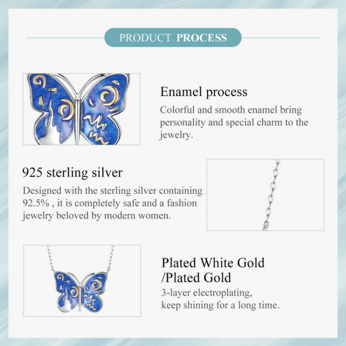 Colier argint fluturas cu cer instelat [12]