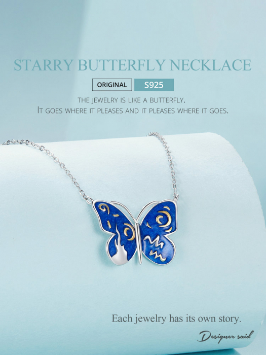 Colier argint fluturas cu cer instelat [14]