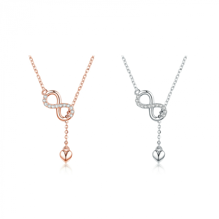 Colier argint aur roz cu Infinit cu zirconii [10]