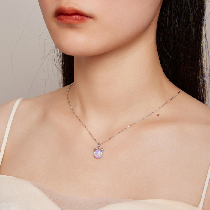 Colier argint pisica opal [2]