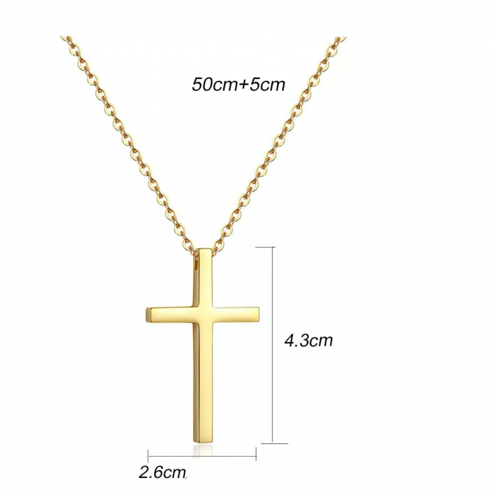 Colier auriu din inox lant cu cruce [4]