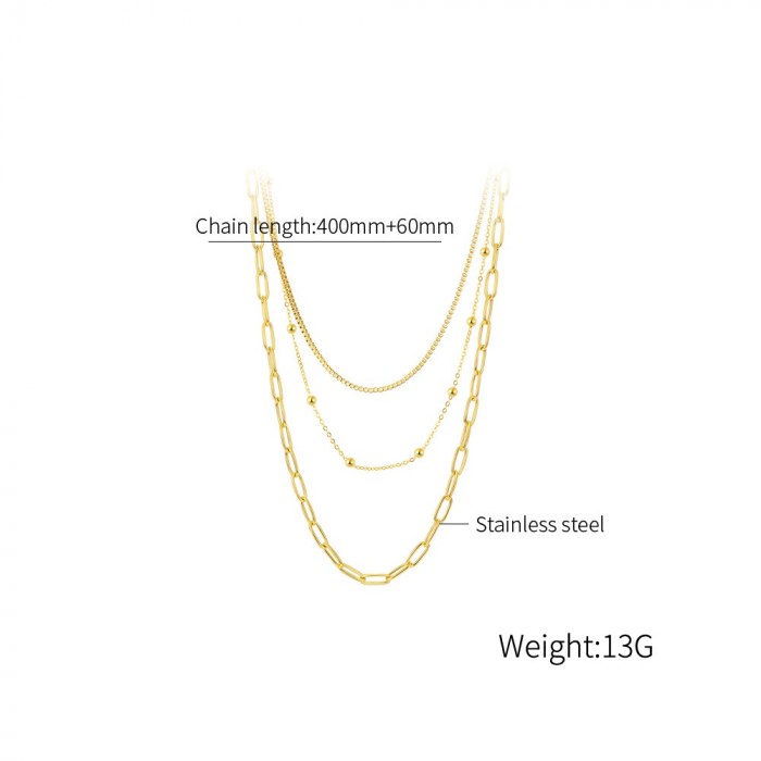 Colier din inox auriu cu 3 lantisoare [5]