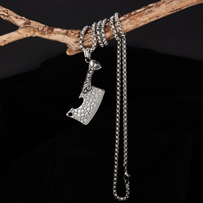 Colier inox argintiu barda Skull Chopper [3]