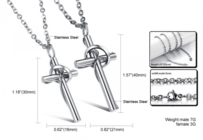 Colier inox cruce 50 cm [4]