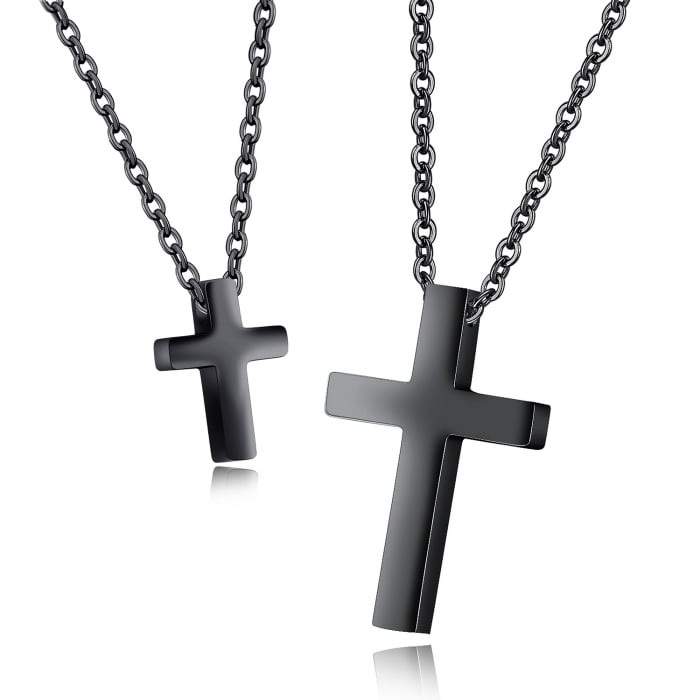 Colier inox negru cruce [5]
