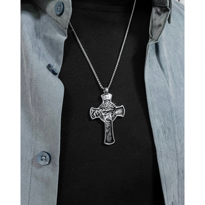 Colier inox cruce cu Isus [2]
