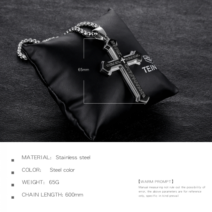 Colier inox cruce cu Tatal Nostru 55 cm [6]