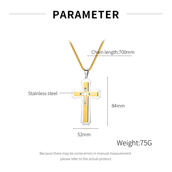 Colier inox Cruce Dublă – Simbol al Credinței și Puterii Interioare [6]