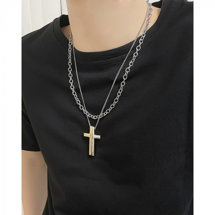 Colier inox cruce in 2 tonuri [4]