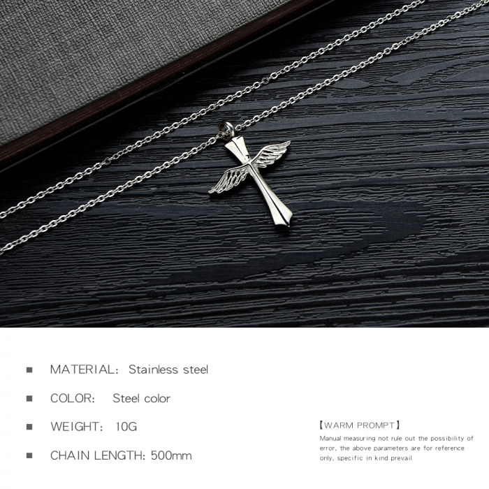 Colier inox cruce si aripi de inger [11]
