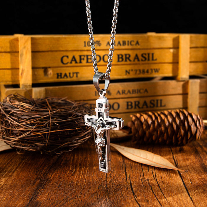 Colier inox crucifix 55 cm [3]