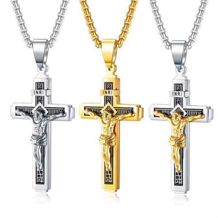 Colier inox crucifix 55 cm [4]