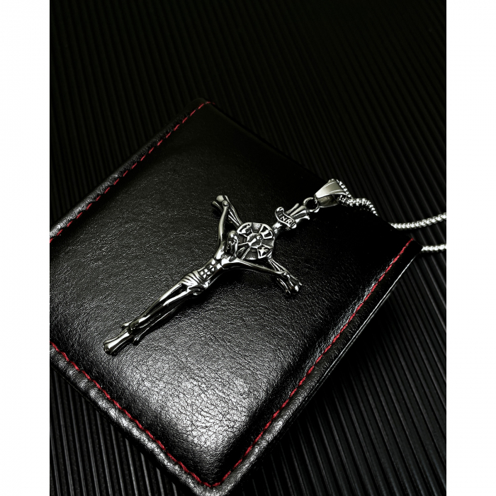 Colier inox crucifix 55 cm [4]