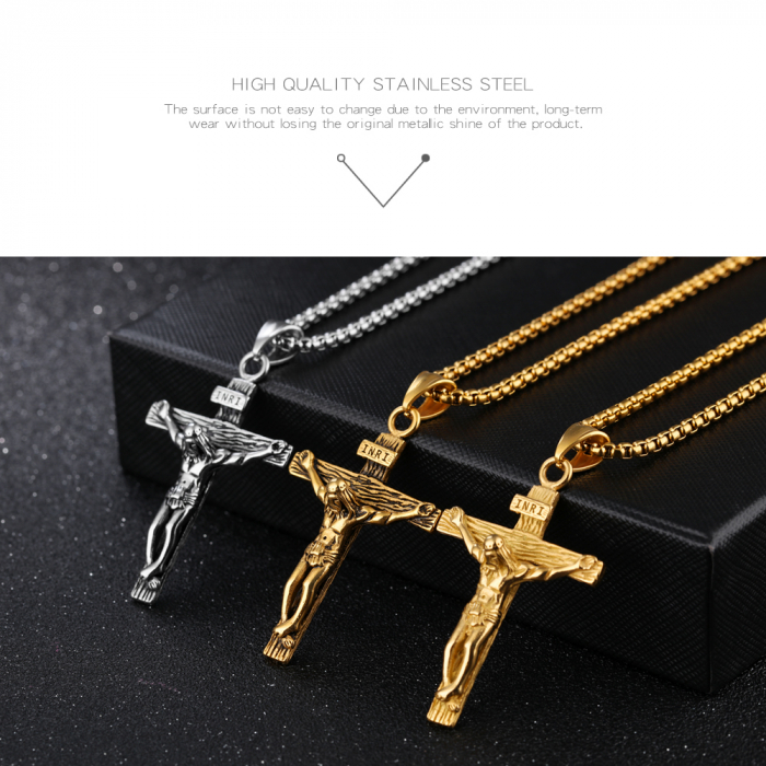 Colier inox crucifix 60 cm [5]
